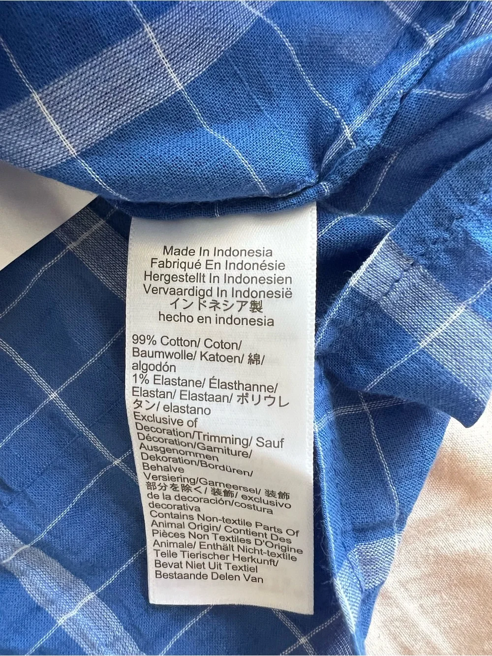 Madewell Blue Plaid Ruffle V-Neck Blouse